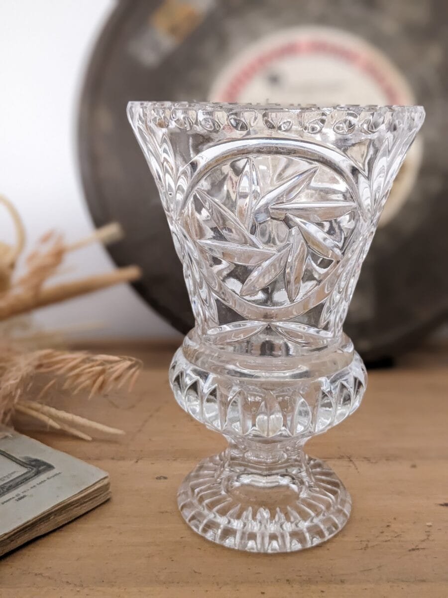 Grand vase vintage en verre ciselé – Image 3