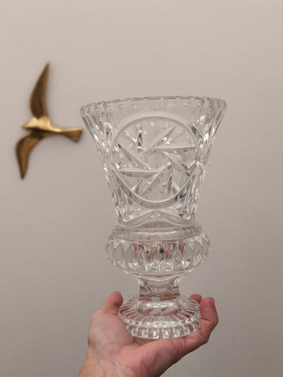 Grand vase vintage en verre ciselé – Image 7