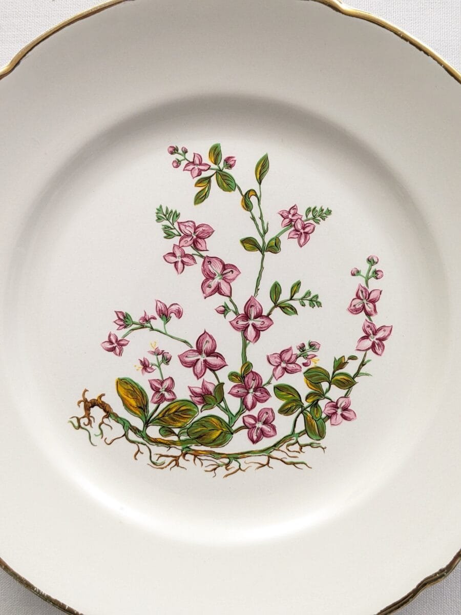 Assiette plate fleurie ancienne en faïence – Image 4