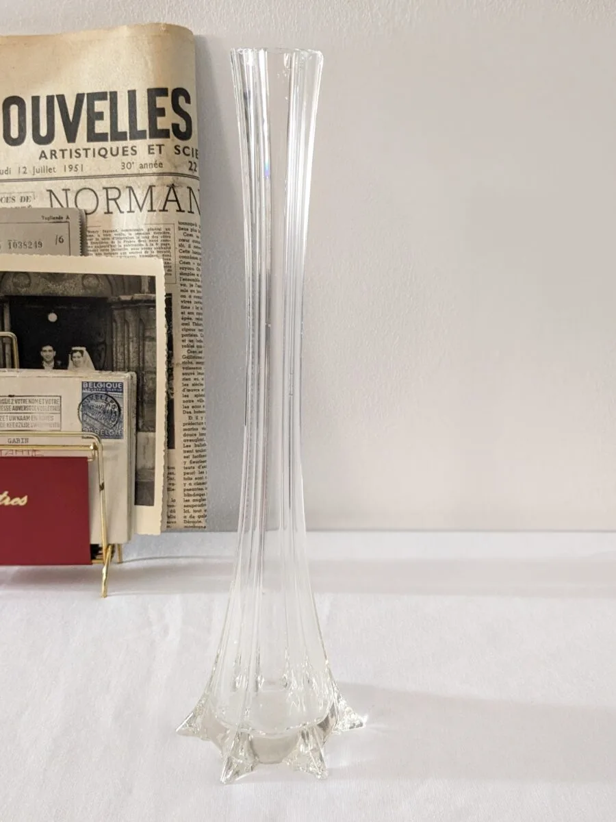 Vase soliflore vintage en verre transparent – Image 2