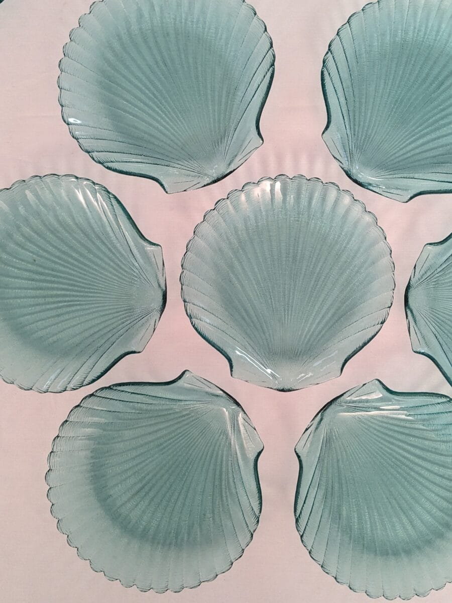 Assiette plate coquillage turquoise