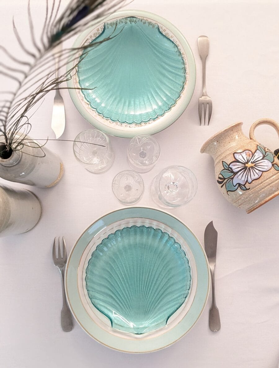 Assiette plate coquillage turquoise – Image 4