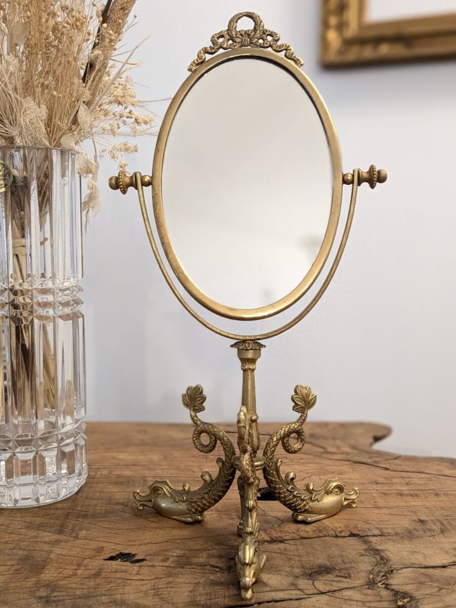 Miroir psyché ancien en bronze – Image 2