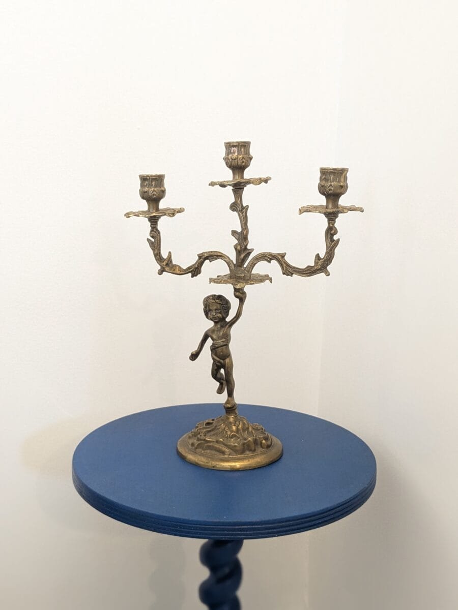 Chandelier Chérubin 3 branches en bronze XIXeme siècle – Image 5